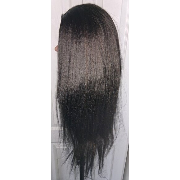 3 in 1 Half Wig Synthetic Kinky Straight 200 Density 20 inch Glueless 1B Black - Picture 3 of 10